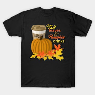 Fall Leaves and Pumpkin Drinks T-Shirt